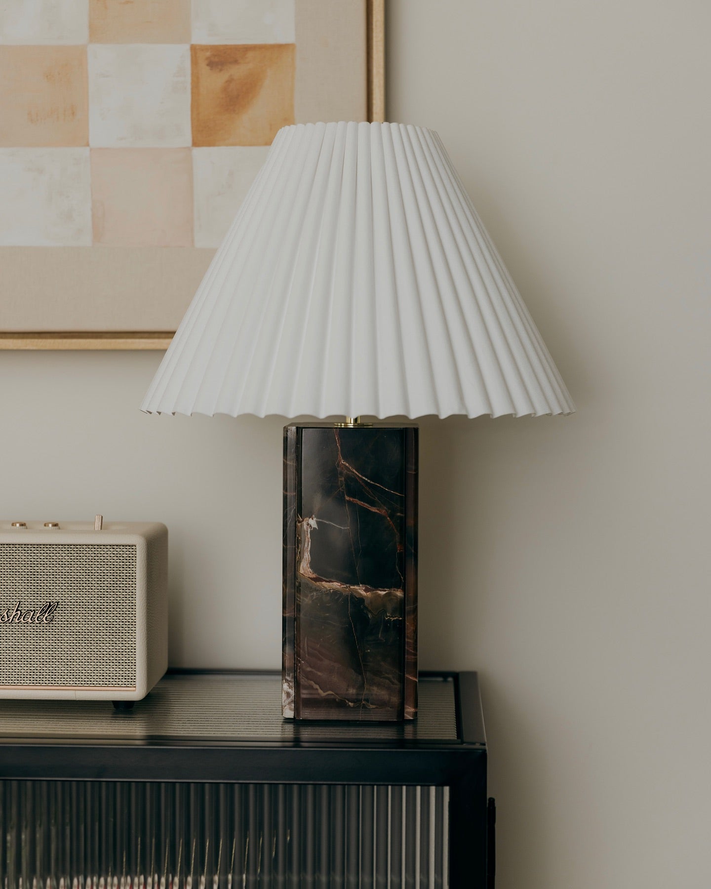 Elegant Marble Table Lamp with Fabric Shade – Stylish Indoor Lighting for Living Room and Bedroom 8