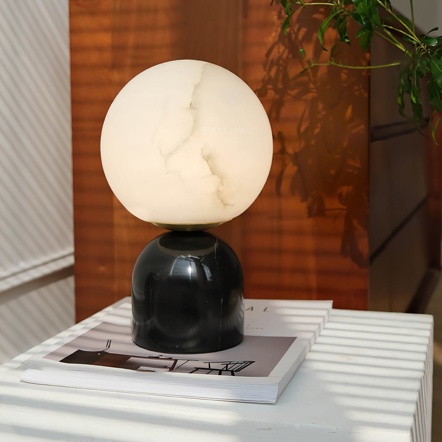 Elegant Table Lamp with Alabaster Base and Marble Stand – Indoor Lighting 5