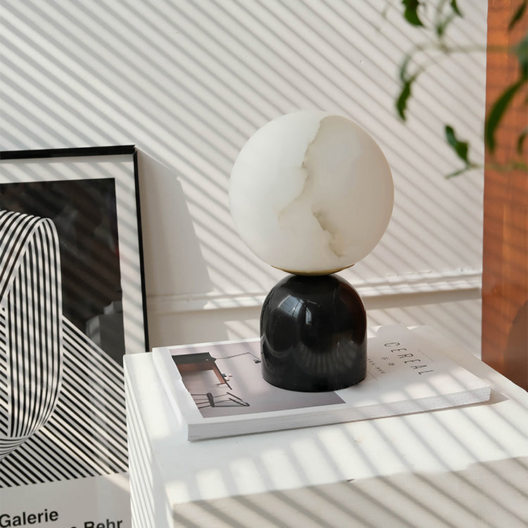 Elegant Table Lamp with Alabaster Base and Marble Stand – Indoor Lighting 7