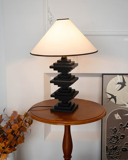Modern Wooden Tower Table Lamp with Fabric Shade – 22.4 Height 5