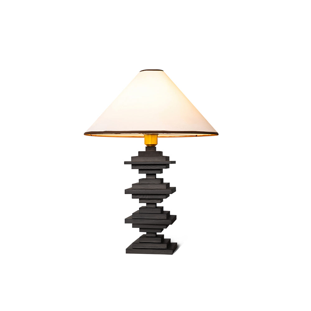 Modern Wooden Tower Table Lamp with Fabric Shade – 22.4 Height 10
