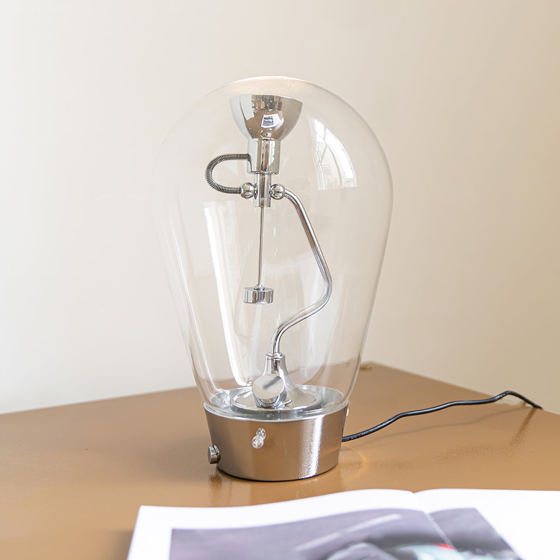Blow Table Lamp with Clear Glass Shade and Metal Body – Modern Indoor Lighting 3