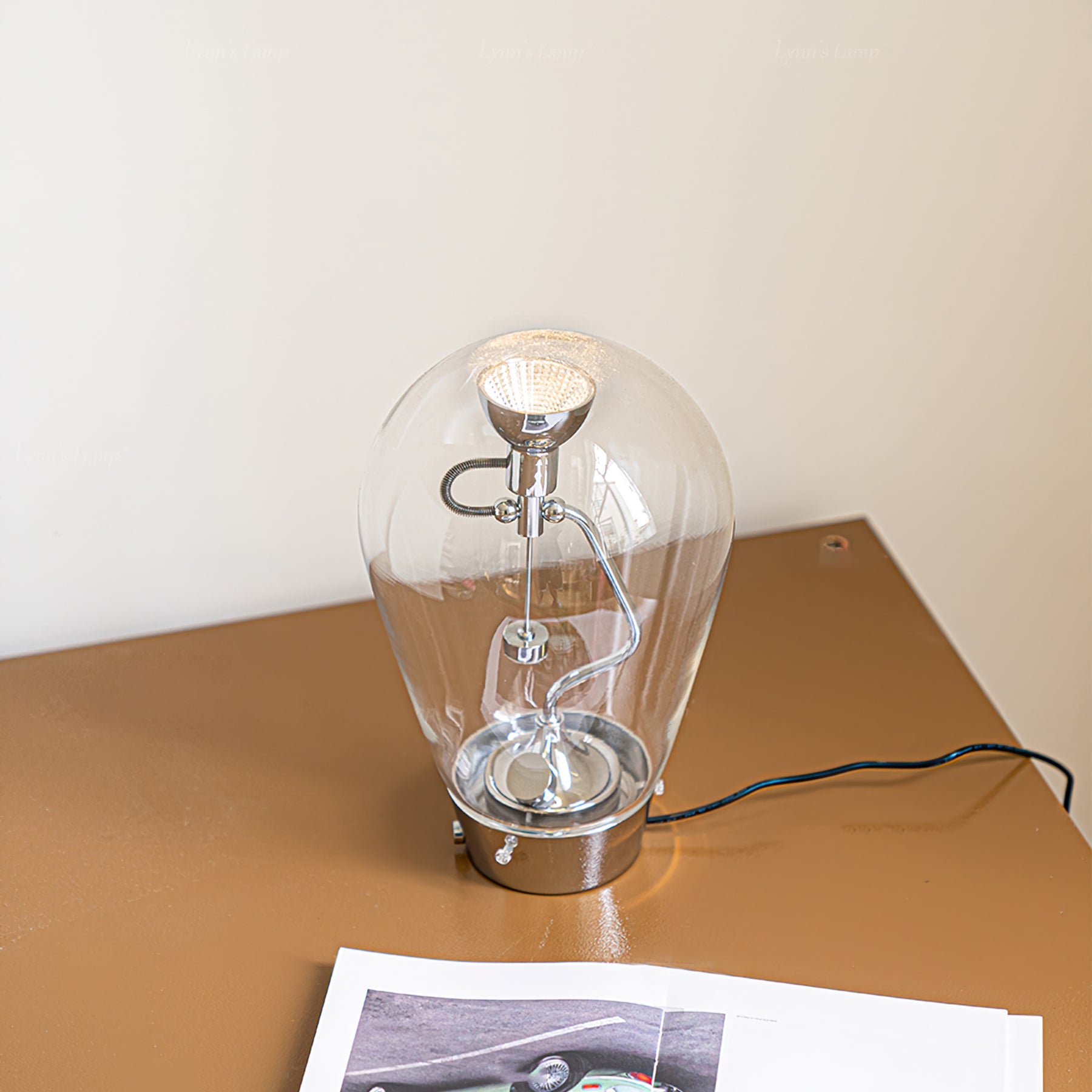 Blow Table Lamp with Clear Glass Shade and Metal Body – Modern Indoor Lighting 5