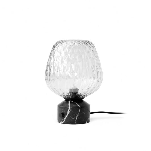 Elegant Blown Table Lamp with Quilted Glass and Marble Base – 14.2 Height 1