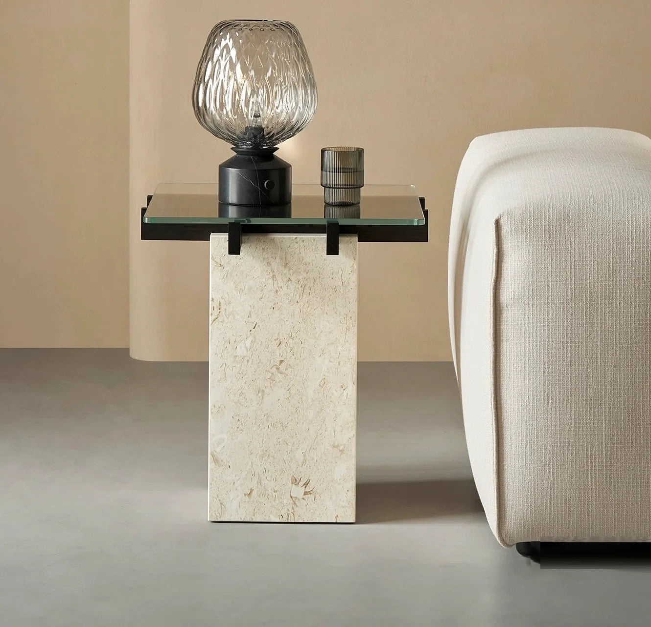 Elegant Blown Table Lamp with Quilted Glass and Marble Base – 14.2 Height 4