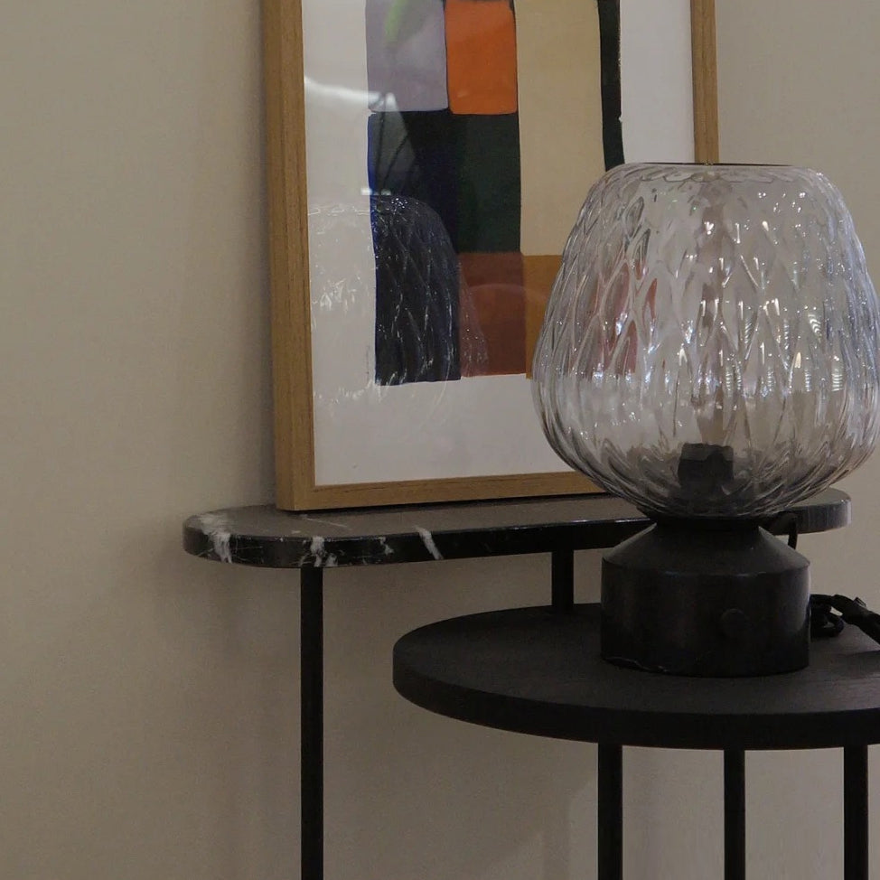 Elegant Blown Table Lamp with Quilted Glass and Marble Base – 14.2 Height 7