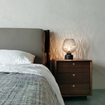 Elegant Blown Table Lamp with Quilted Glass and Marble Base – 14.2 Height 8