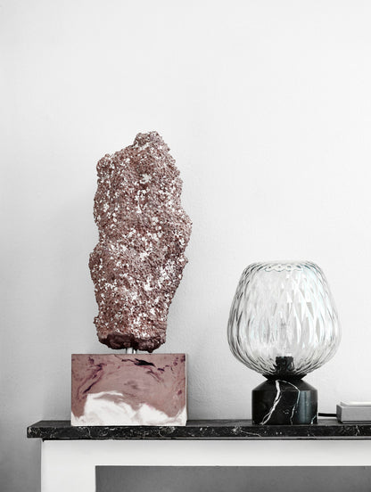 Elegant Blown Table Lamp with Quilted Glass and Marble Base – 14.2 Height 9