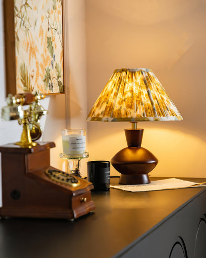 Elegant Wooden Table Lamp with Flower Shade – Versatile Nightstand and Desk Lighting 5