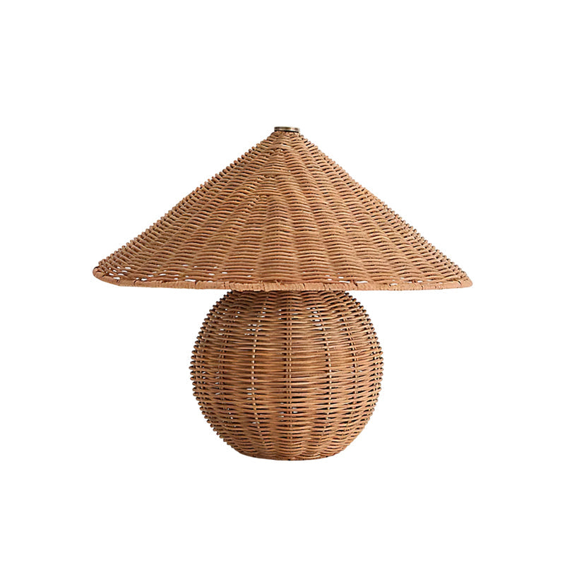 Natural Rattan Table Lamp with Metal Accents – Elegant Bedside or Desk Lighting 1