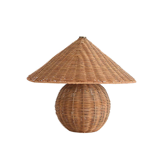 Natural Rattan Table Lamp with Metal Accents – Elegant Bedside or Desk Lighting 1