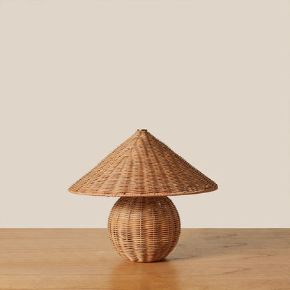 Natural Rattan Table Lamp with Metal Accents – Elegant Bedside or Desk Lighting 3