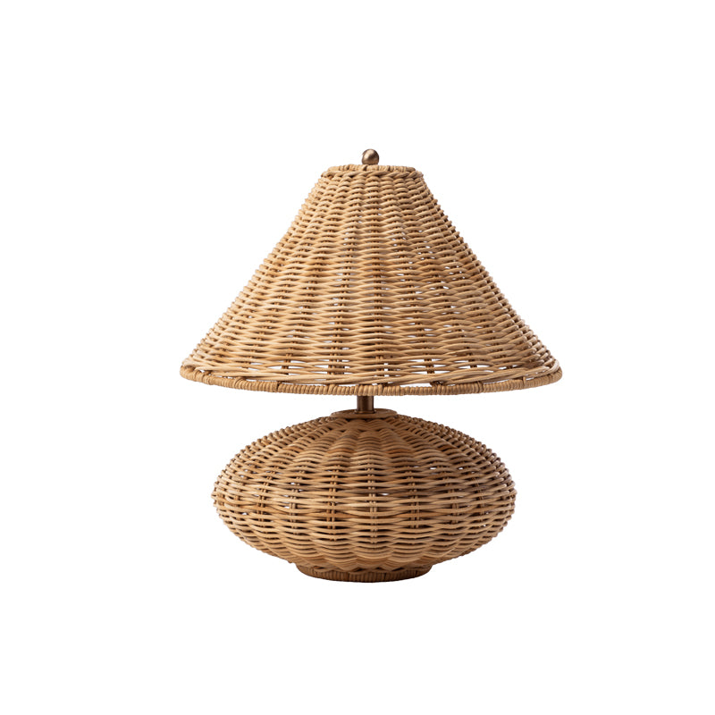 Natural Rattan Table Lamp with Metal Accents – Elegant Bedside or Desk Lighting 10