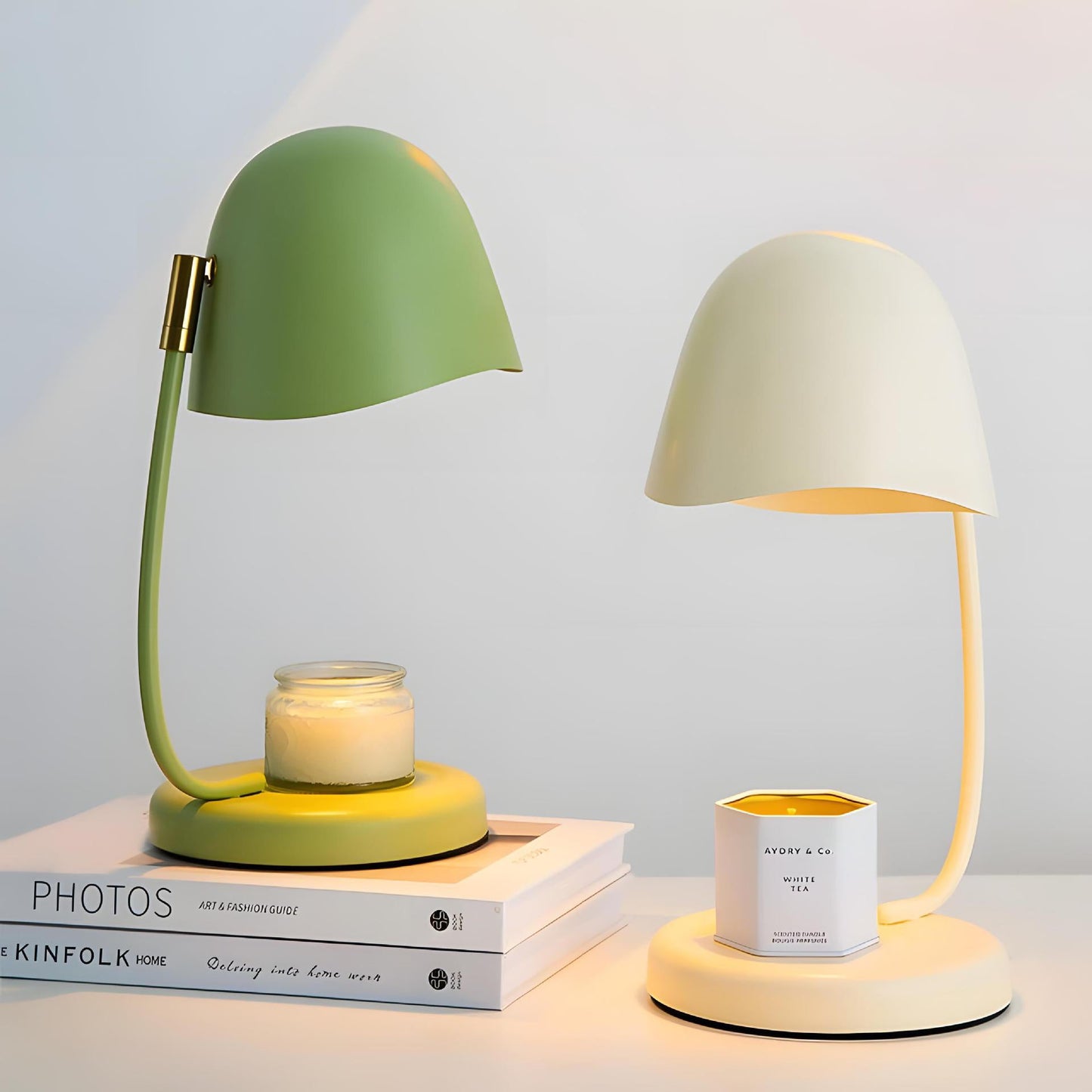 Modern Candle Table Lamp with Curved Metal Shade – Indoor Lighting Fixture 8