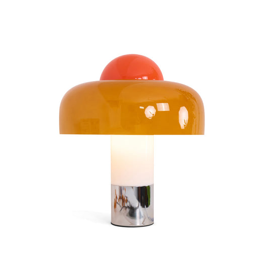 Modern Table Lamp with Orange Glass Shade and Metal Base – 12.6 Diameter 1