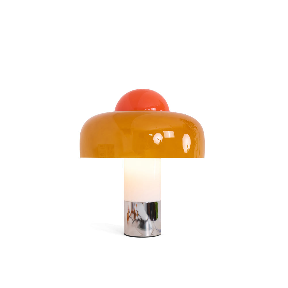 Modern Table Lamp with Orange Glass Shade and Metal Base – 12.6 Diameter 2