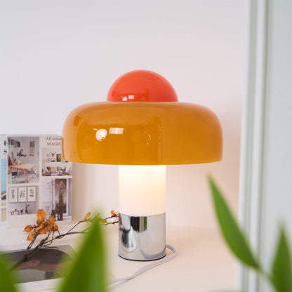 Modern Table Lamp with Orange Glass Shade and Metal Base – 12.6 Diameter 7
