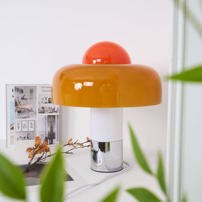 Modern Table Lamp with Orange Glass Shade and Metal Base – 12.6 Diameter 8