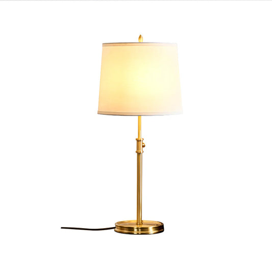 Vintage Brass Table Lamp with White Linen Shade – 30cm Diameter, 65cm Height 1