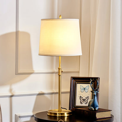 Vintage Brass Table Lamp with White Linen Shade – 30cm Diameter, 65cm Height 3