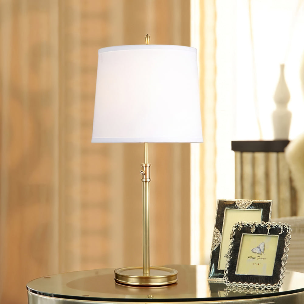 Vintage Brass Table Lamp with White Linen Shade – 30cm Diameter, 65cm Height 5