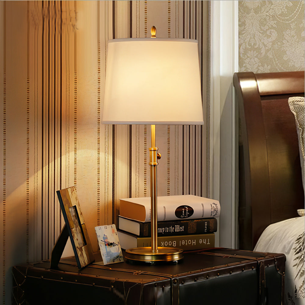 Vintage Brass Table Lamp with White Linen Shade – 30cm Diameter, 65cm Height 6