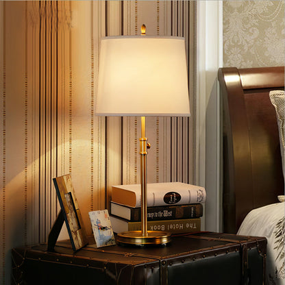 Vintage Brass Table Lamp with White Linen Shade – 30cm Diameter, 65cm Height 6