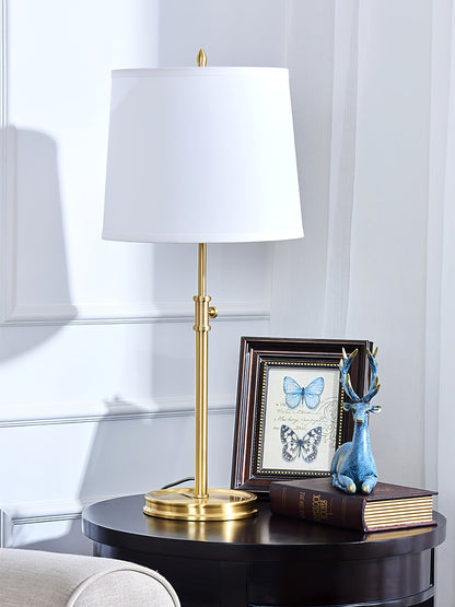 Vintage Brass Table Lamp with White Linen Shade – 30cm Diameter, 65cm Height 7