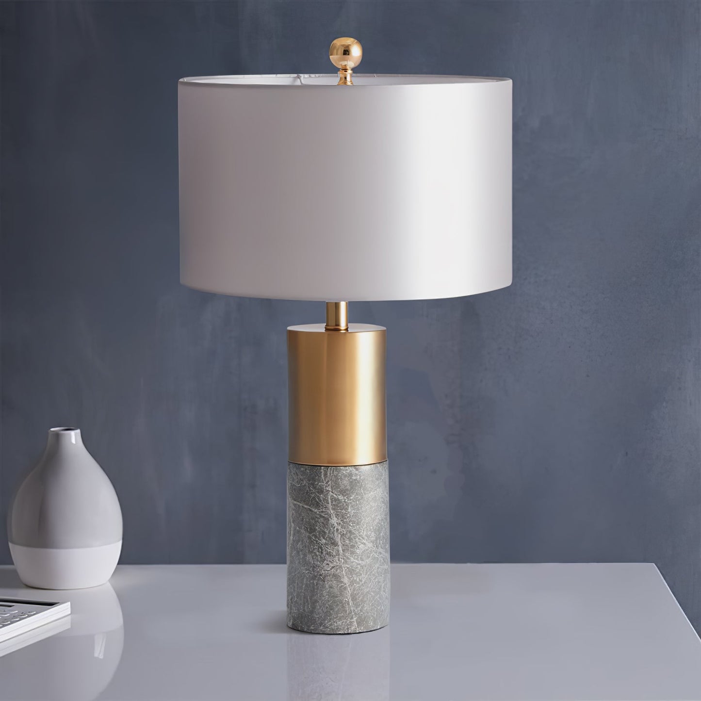 Cairo Marble Table Lamp with Fabric Shade – Elegant Indoor Lighting Fixture 6