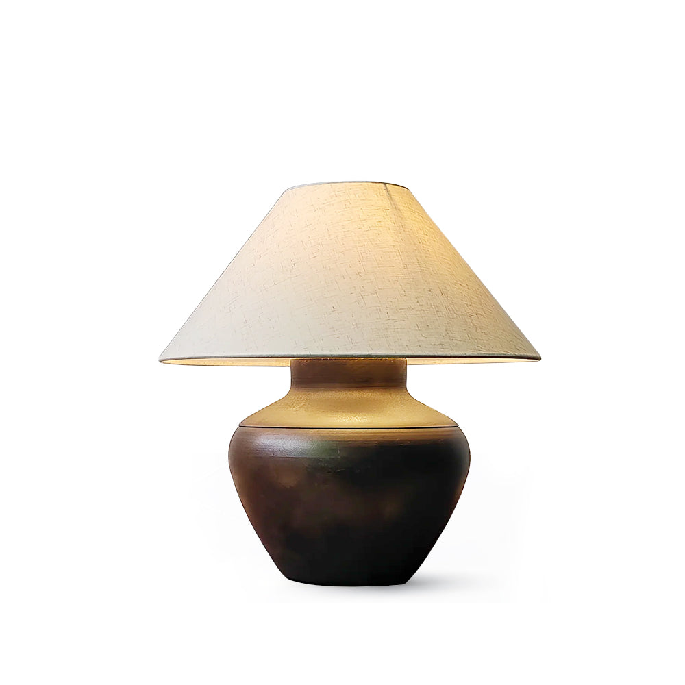 Calabria Ceramic Table Lamp with Grey Linen Shade – 45cm Height 2