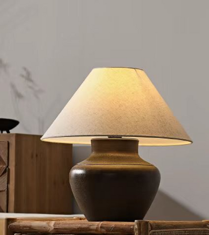 Calabria Ceramic Table Lamp with Grey Linen Shade – 45cm Height 5
