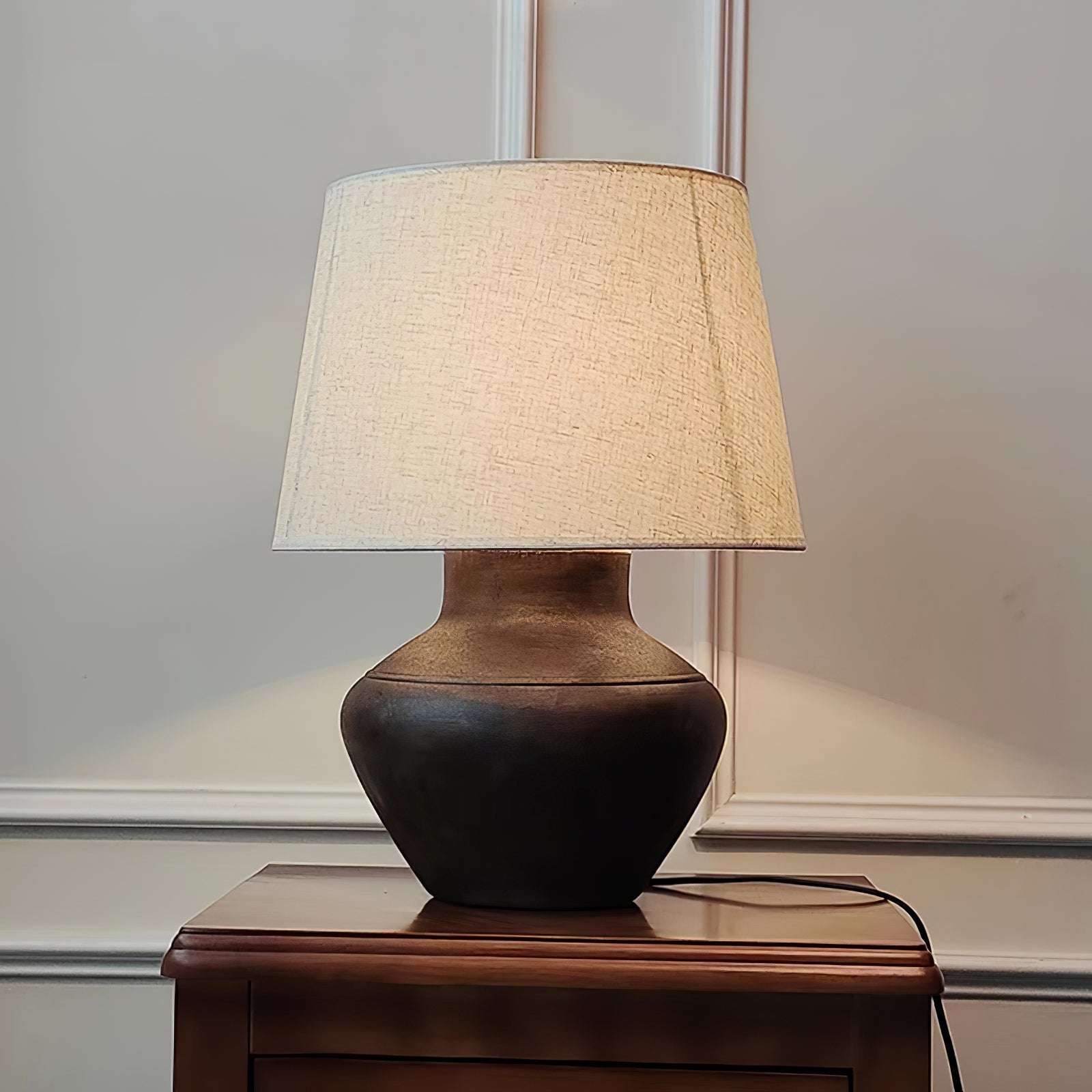 Calabria Ceramic Table Lamp with Grey Linen Shade – 45cm Height 8