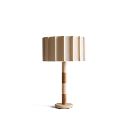 Elegant Table Lamp with Pleated Shade and Travertine Base – Ideal for Bedroom or Living Room 2