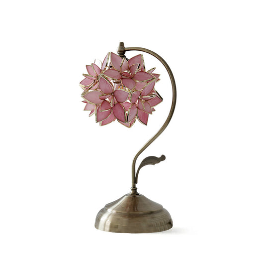 Elegant Pink Capiz Table Lamp with Metal Frame – 20cm Diameter 1
