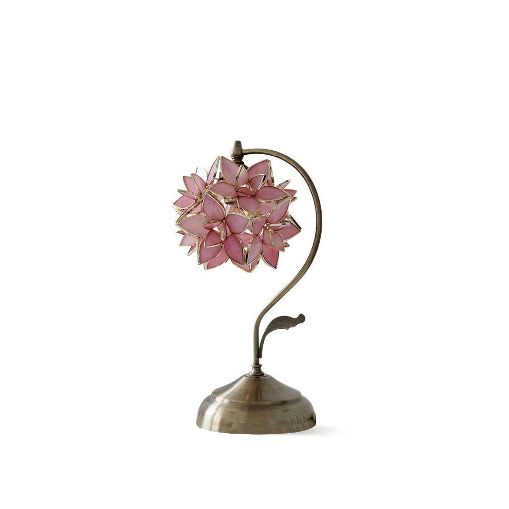 Elegant Pink Capiz Table Lamp with Metal Frame – 20cm Diameter 2