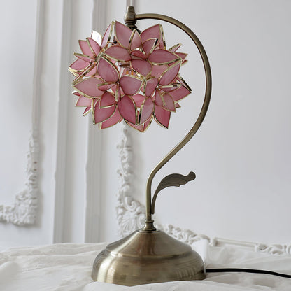 Elegant Pink Capiz Table Lamp with Metal Frame – 20cm Diameter 3