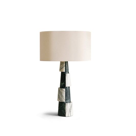 Elegant Table Lamp with Marble Base and Fabric Shade – Stylish Bedside or Desk Lamp for Indoor Use 1