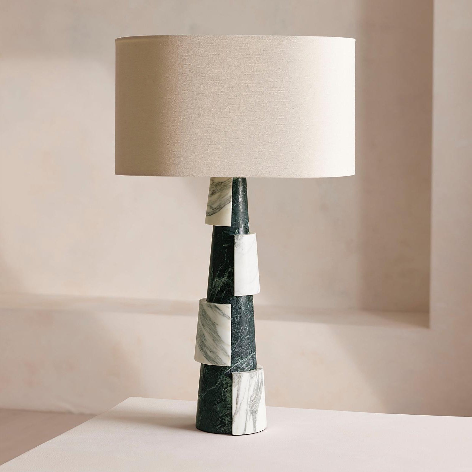 Elegant Table Lamp with Marble Base and Fabric Shade – Stylish Bedside or Desk Lamp for Indoor Use 4