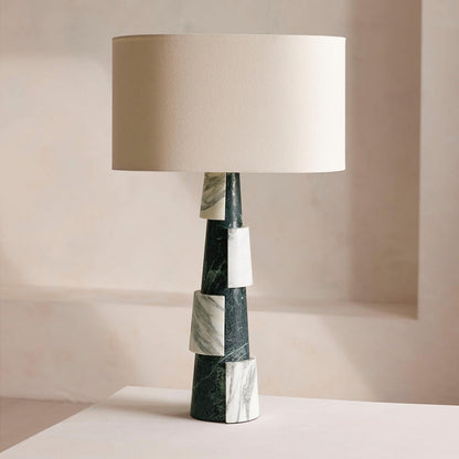 Elegant Table Lamp with Marble Base and Fabric Shade – Stylish Bedside or Desk Lamp for Indoor Use 4