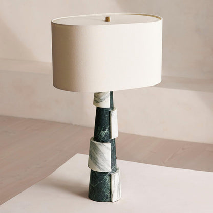 Elegant Table Lamp with Marble Base and Fabric Shade – Stylish Bedside or Desk Lamp for Indoor Use 5