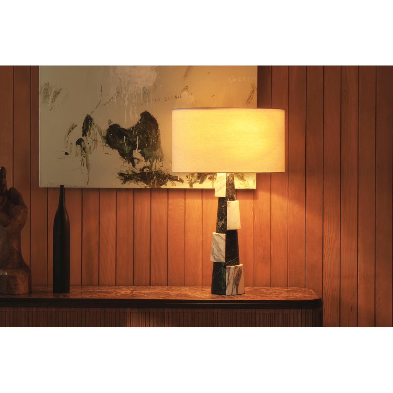 Elegant Table Lamp with Marble Base and Fabric Shade – Stylish Bedside or Desk Lamp for Indoor Use 9