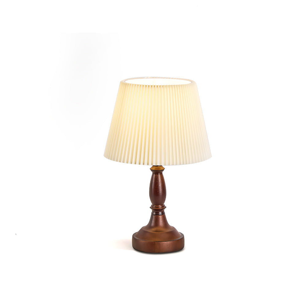 Walnut Base Table Lamp with Fabric Shade – Soft Ambient Lighting for Bedroom or Living Room 1