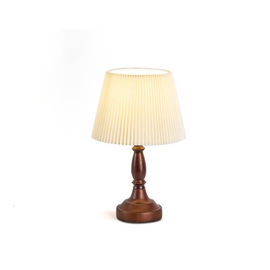 Walnut Base Table Lamp with Fabric Shade – Soft Ambient Lighting for Bedroom or Living Room 1