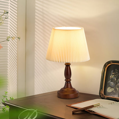 Walnut Base Table Lamp with Fabric Shade – Soft Ambient Lighting for Bedroom or Living Room 5