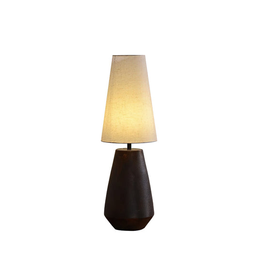 Ceramic Table Lamp with Fabric Shade – Rustic Bedroom and Living Room Decor 1