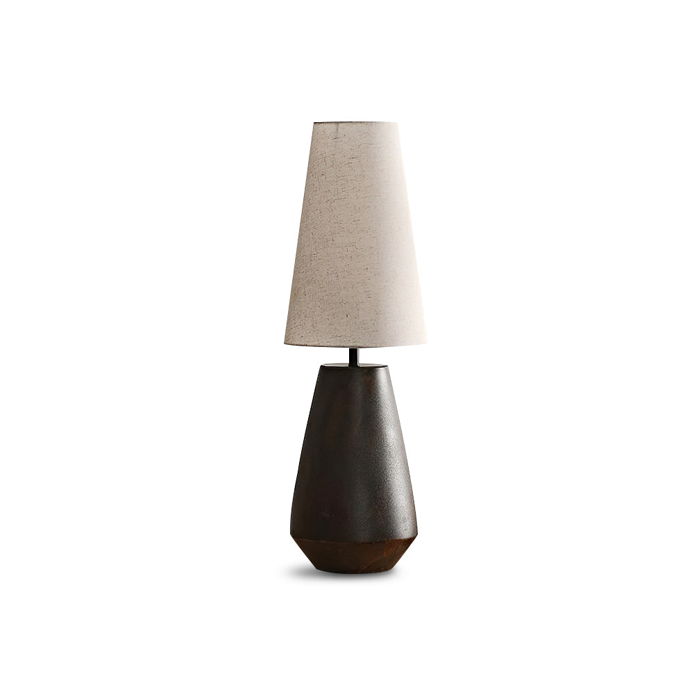 Ceramic Table Lamp with Fabric Shade – Rustic Bedroom and Living Room Decor 2