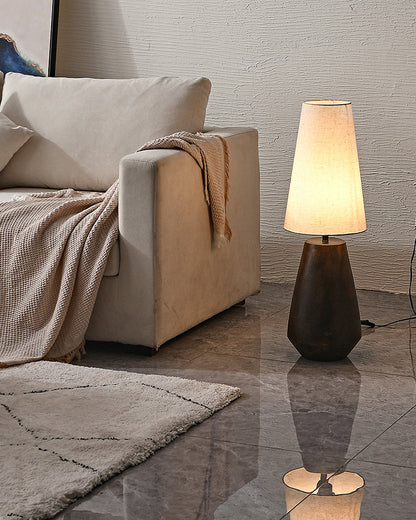 Ceramic Table Lamp with Fabric Shade – Rustic Bedroom and Living Room Decor 8