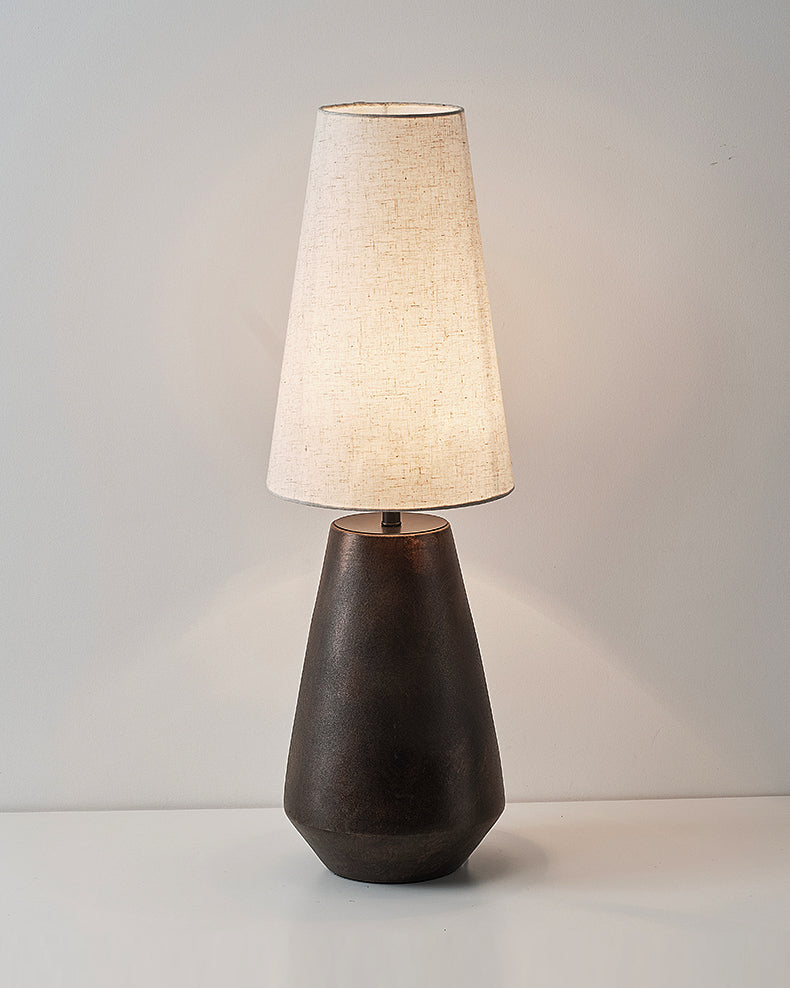 Ceramic Table Lamp with Fabric Shade – Rustic Bedroom and Living Room Decor 9