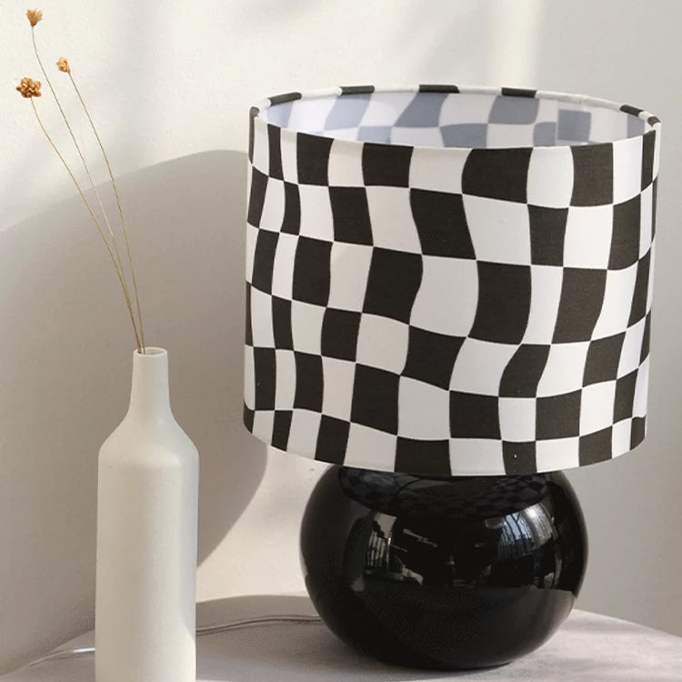 Checkerboard Table Lamp with Glass Base – Stylish Indoor Lighting Fixture 4