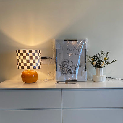 Checkerboard Table Lamp with Glass Base – Stylish Indoor Lighting Fixture 5